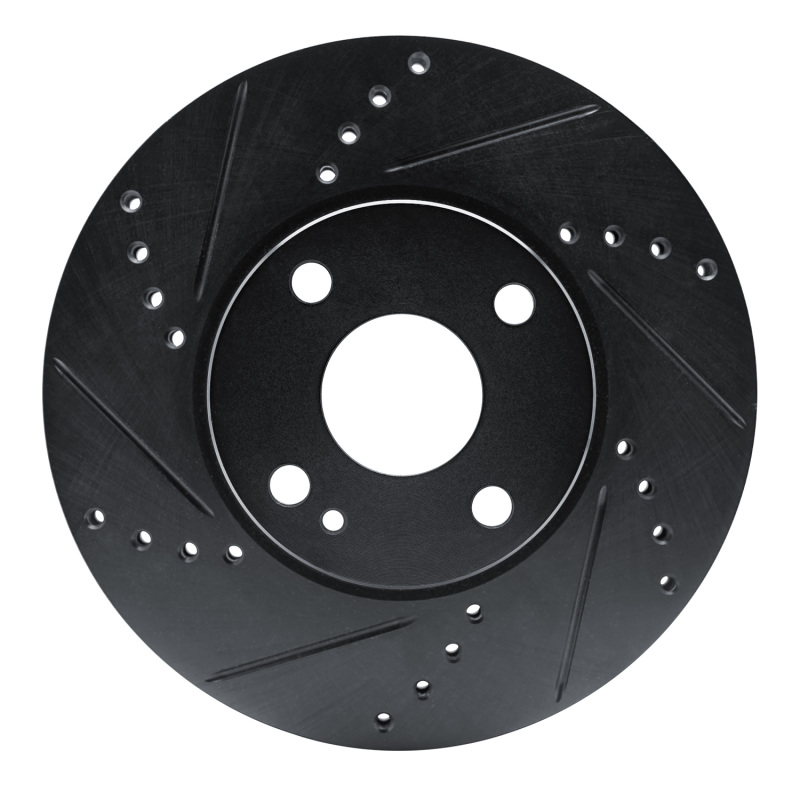 Mazda 2 Brake Rotor (1) - Front Left - R1 Concepts - Drilled & Slotted - Black - `16-`25